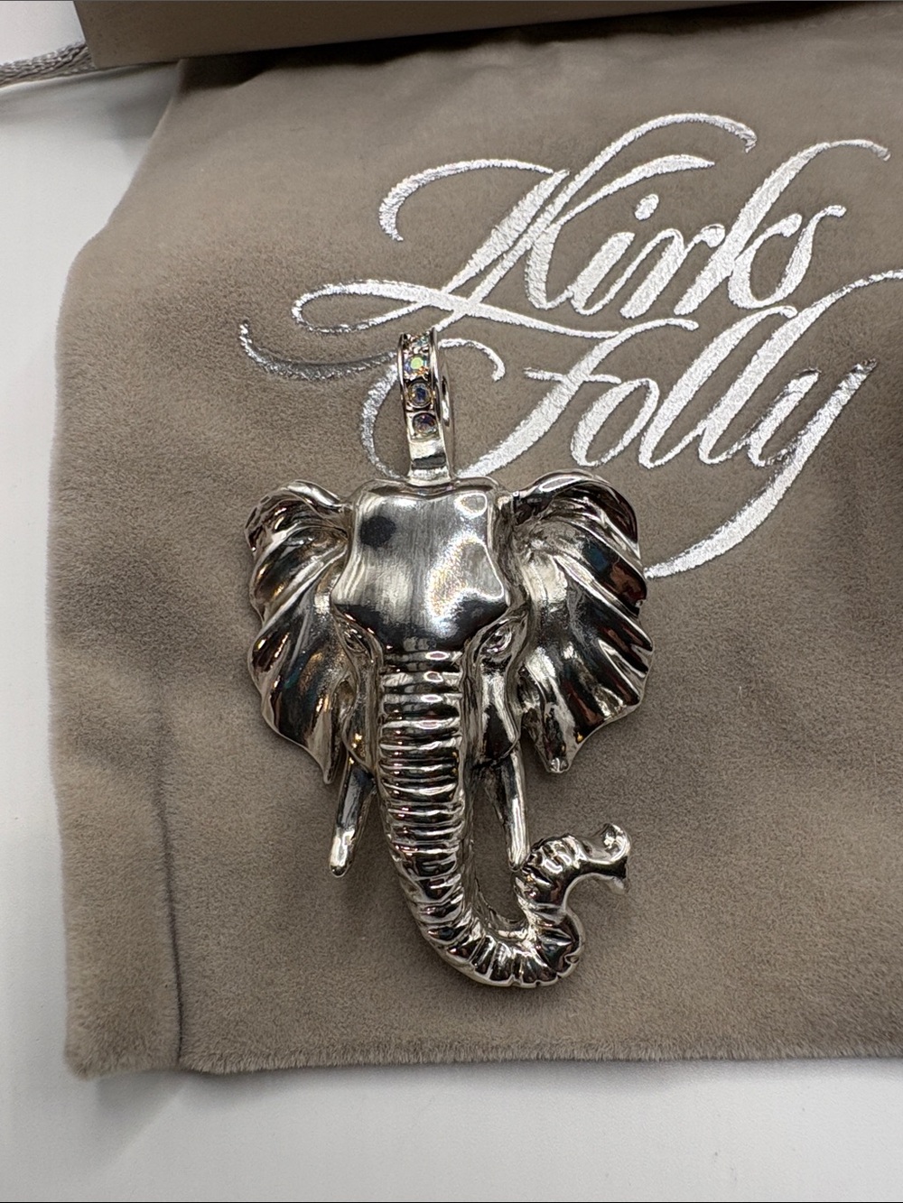Kirks Folly Silver Elephant Pendant  - Silver Elephant Charm